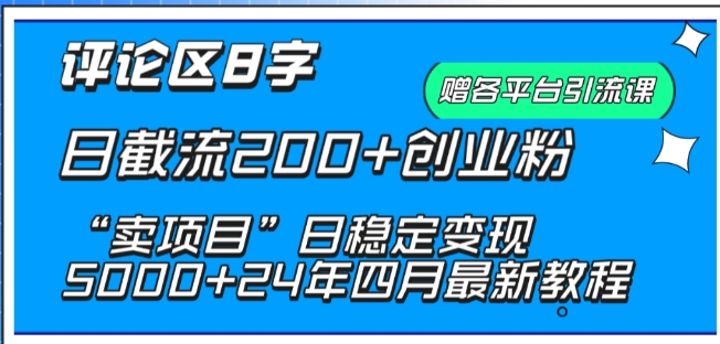 抖音评论区8字日截流200+创业粉 “卖项目”日稳定变现5000+【揭秘】-葛仙仙资源库