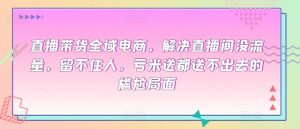 直播带货全域电商,解决直播间没流量,留不住人,亏米送都送不出去的尴尬局面-葛仙仙资源库