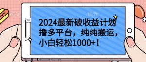 2024最新破收益计划撸多平台,纯纯搬运,小白轻松1000+【揭秘】-葛仙仙资源库