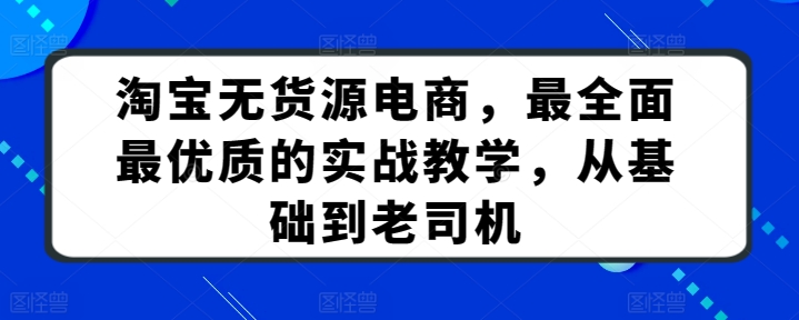 淘宝无货源电商，最全面最优质的实战教学，从基础到老司机-葛仙仙资源库