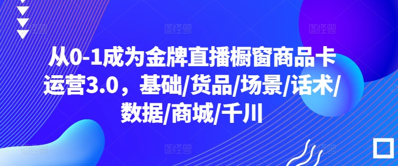 从0-1成为金牌直播橱窗商品卡运营3.0，基础/货品/场景/话术/数据/商城/千川-葛仙仙资源库