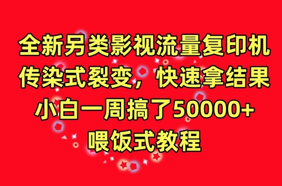全新另类影视流量复印机，传染式裂变，快速拿结果，小白一周搞了50000+，喂饭式教程【揭秘】-葛仙仙资源库