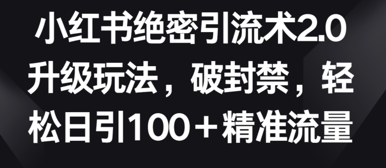 小红书绝密引流术2.0升级玩法，破封禁，轻松日引100+精准流量【揭秘】-葛仙仙资源库