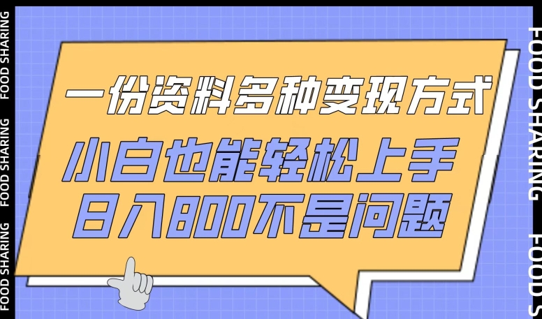 一份资料多种变现方式，小白也能轻松上手，日入800不是问题【揭秘】-葛仙仙资源库