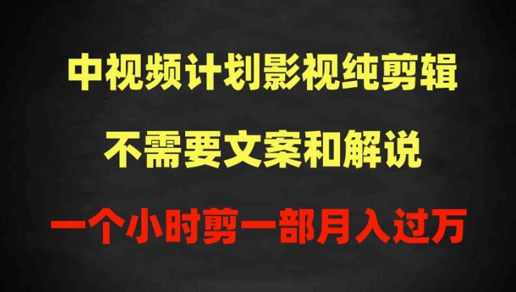 中视频计划影视纯剪辑，不需要文案和解说，一个小时剪一部，100%过原创月入过万【揭秘】-葛仙仙资源库