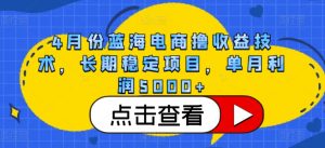 4月份蓝海电商撸收益技术，长期稳定项目，单月利润5000+【揭秘】-葛仙仙资源库