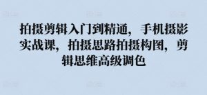 拍摄剪辑入门到精通,手机摄影实战课,拍摄思路拍摄构图,剪辑思维高级调色-葛仙仙资源库