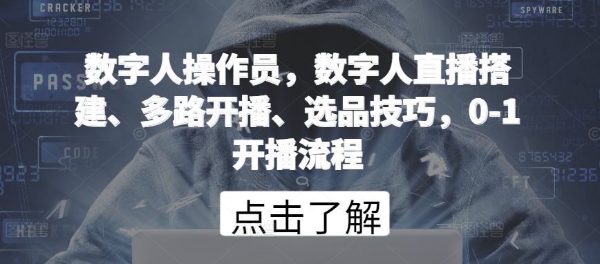 数字人操作员，数字人直播搭建、多路开播、选品技巧，0-1开播流程-葛仙仙资源库