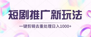 短剧推广新玩法，不剪辑，工具助力一键过原创，日入1000+【揭秘】-葛仙仙资源库