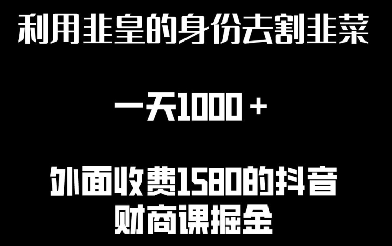 利用非皇的身份去割韭菜，一天1000+(附详细资源)【揭秘】-葛仙仙资源库
