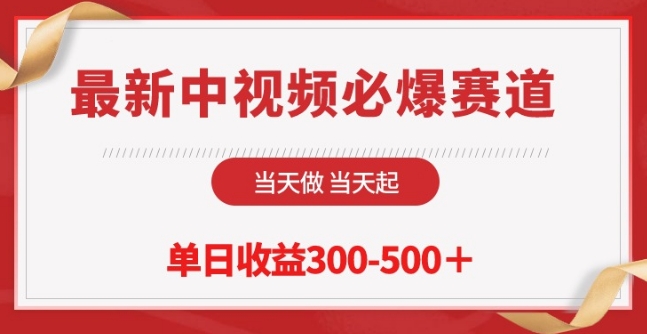 最新中视频必爆赛道，当天做当天起，单日收益300-500+【揭秘】-葛仙仙资源库