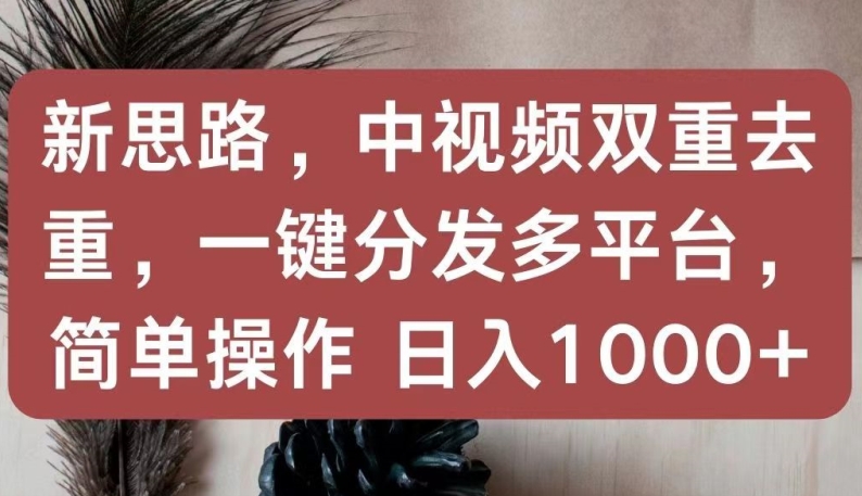 新思路，中视频双重去重，一键分发多平台，简单操作，日入1000+【揭秘】-葛仙仙资源库