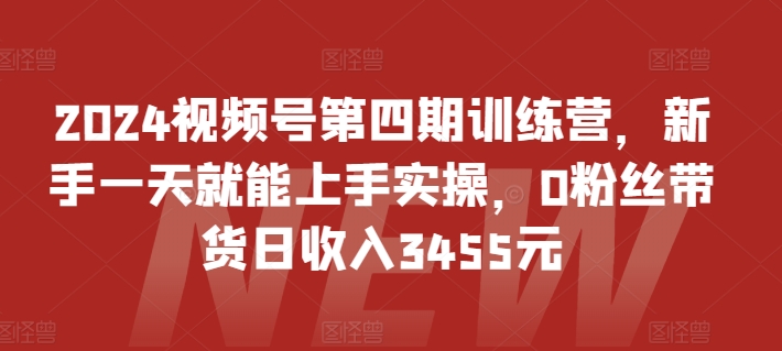 2024视频号第四期训练营，新手一天就能上手实操，0粉丝带货日收入3455元-葛仙仙资源库