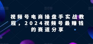视频号电商实战教程,2024视频号最赚钱的赛道分享-葛仙仙资源库