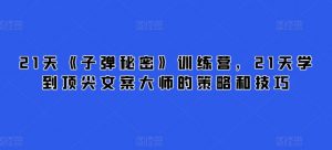 21天《子弹秘密》训练营,21天学到顶尖文案大师的策略和技巧-葛仙仙资源库