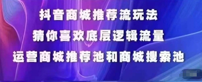 抖音商城运营课程，猜你喜欢入池商城搜索商城推荐人群标签覆盖-葛仙仙资源库