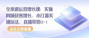 全渠道运营增长课:实体同城获客增长、小红薯实操玩法、直播带货0-1-葛仙仙资源库
