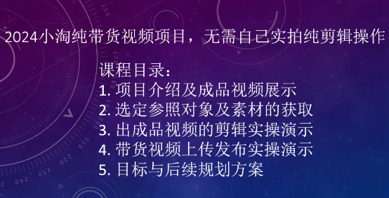 2024小淘纯带货视频项目，无需自己实拍纯剪辑操作-葛仙仙资源库
