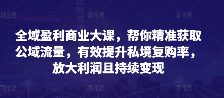 全域盈利商业大课，帮你精准获取公域流量，有效提升私境复购率，放大利润且持续变现-葛仙仙资源库