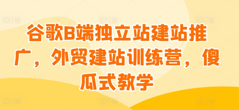 谷歌B端独立站建站推广，外贸建站训练营，傻瓜式教学-葛仙仙资源库