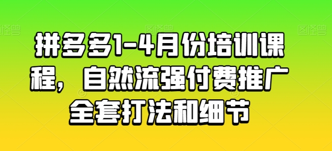 拼多多1-4月份培训课程，自然流强付费推广全套打法和细节-葛仙仙资源库
