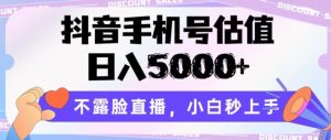 抖音手机号估值，日入5000+，不露脸直播，小白秒上手【揭秘】-葛仙仙资源库