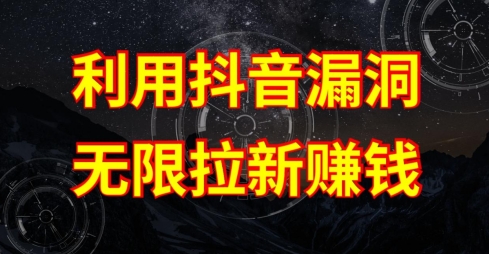 利用抖音链接漏洞，无限拉新赚钱【漏洞原理+操作流程】【揭秘】-葛仙仙资源库