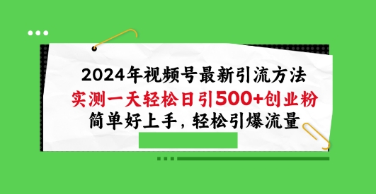 2024年视频号最新引流方法，实测一天轻松日引100+创业粉，简单好上手，轻松引爆流量【揭秘】-葛仙仙资源库