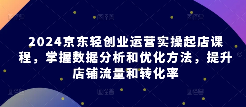 2024京东轻创业运营实操起店课程，掌握数据分析和优化方法，提升店铺流量和转化率-葛仙仙资源库
