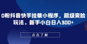 0粉抖音快手挂载小程序,超级变脸玩法,新手小白日入300+【揭秘】-葛仙仙资源库