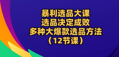 暴利选品大课：选品决定成败，教你多种大爆款选品方法(12节课)-葛仙仙资源库