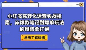 小红书高转化运营实战指南,从爆款笔记到爆单玩法的链路全打通-葛仙仙资源库