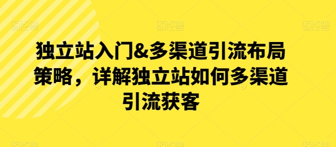 独立站入门&多渠道引流布局策略，详解独立站如何多渠道引流获客-葛仙仙资源库