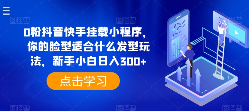 0粉抖音快手挂载小程序，你的脸型适合什么发型玩法，新手小白日入300+【揭秘】-葛仙仙资源库