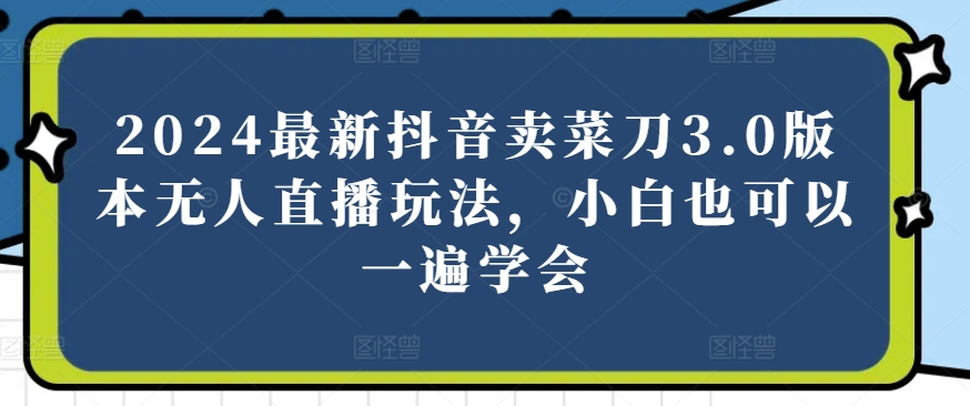 2024最新抖音卖菜刀3.0版本无人直播玩法，小白也可以一遍学会【揭秘】-葛仙仙资源库