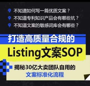 打造高质量合规的Listing文案SOP,掌握亚马逊文案工作的标准化-葛仙仙资源库