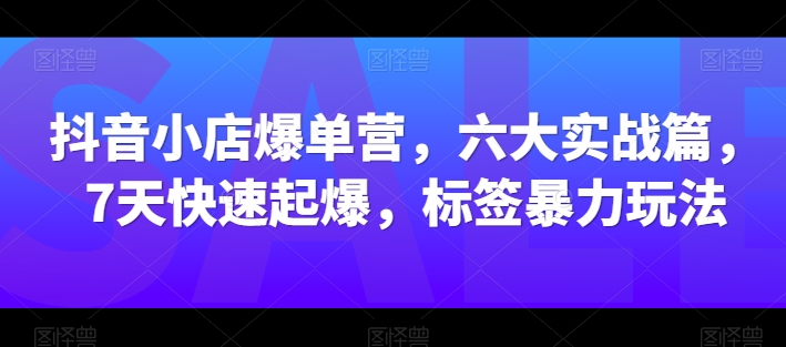 抖音小店爆单营，六大实战篇，7天快速起爆，标签暴力玩法-葛仙仙资源库