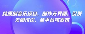 纯原创音乐项目，创作无界限，引发无限讨论，全平台可发布【揭秘】-葛仙仙资源库