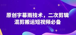 原创字幕雨技术,二次剪辑混剪搬运短视频必备【揭秘】-葛仙仙资源库