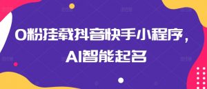 0粉挂载抖音快手小程序，AI智能起名-葛仙仙资源库
