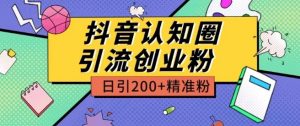 外面收费3980抖音认知圈引流创业粉玩法日引200+精准粉【揭秘】-葛仙仙资源库