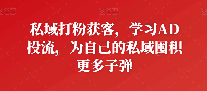 私域打粉获客，学习AD投流，为自己的私域囤积更多子弹-葛仙仙资源库