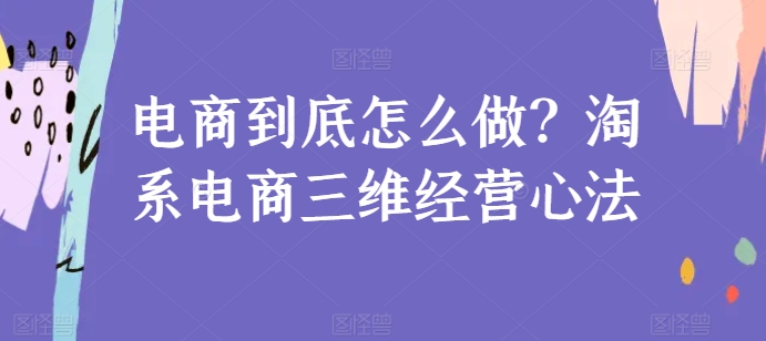 电商到底怎么做？淘系电商三维经营心法-葛仙仙资源库