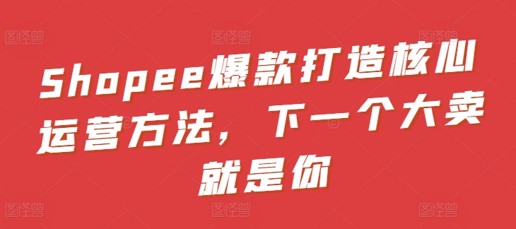 Shopee爆款打造核心运营方法，下一个大卖就是你-葛仙仙资源库