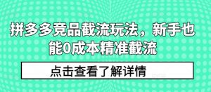 拼多多竞品截流玩法,新手也能0成本精准截流-葛仙仙资源库