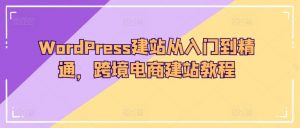 WordPress建站从入门到精通,跨境电商建站教程-葛仙仙资源库
