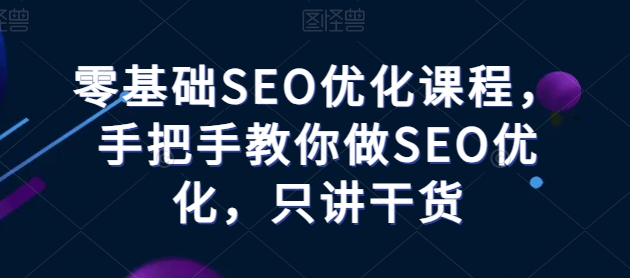零基础SEO优化课程，手把手教你做SEO优化，只讲干货-葛仙仙资源库
