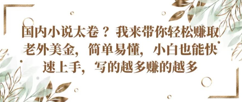 国内小说太卷 ?带你轻松赚取老外美金，简单易懂，小白也能快速上手，写的越多赚的越多【揭秘】-葛仙仙资源库