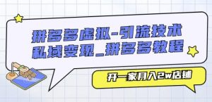 拼多多虚拟-引流技术与私域变现_拼多多教程:开一家月入2w店铺-葛仙仙资源库