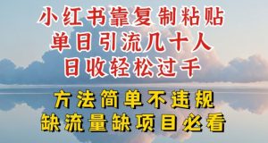 小红书靠复制粘贴单日引流几十人目收轻松过千,方法简单不违规【揭秘】-葛仙仙资源库